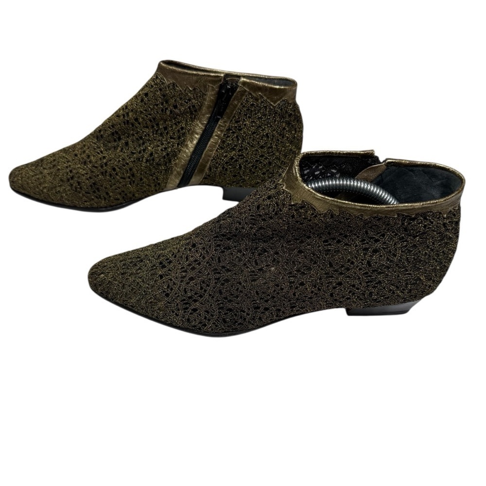 Casadei Gold Black Woven Mesh Ankle Boots US8.5/EU39